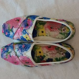 Bobs Skechers Plush Bouquet Floral Sequins Memory Foam Slip-On Shoes- Size 5